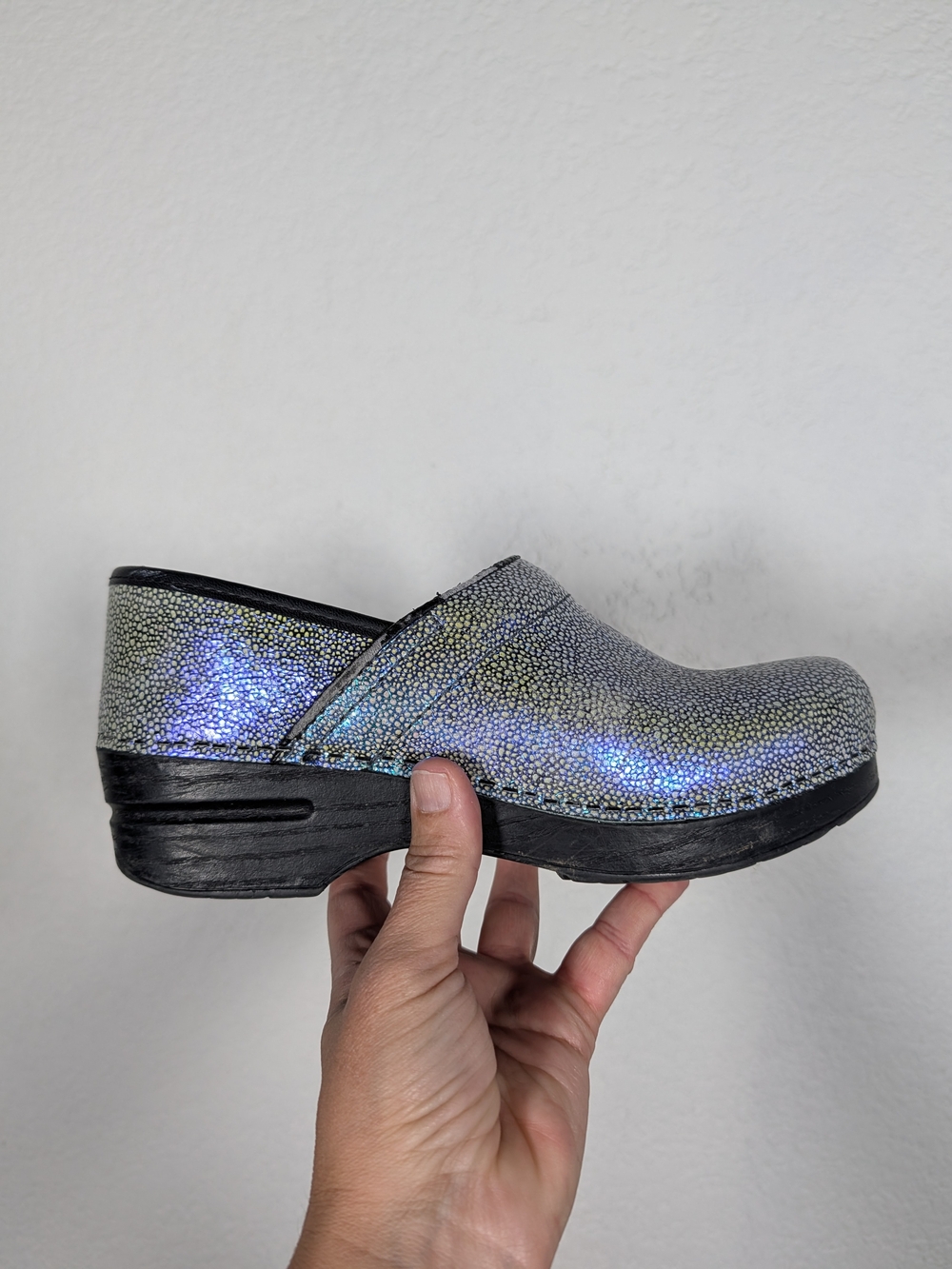 Dansko Iridescent Metallic Slip-On Clog,V size 39